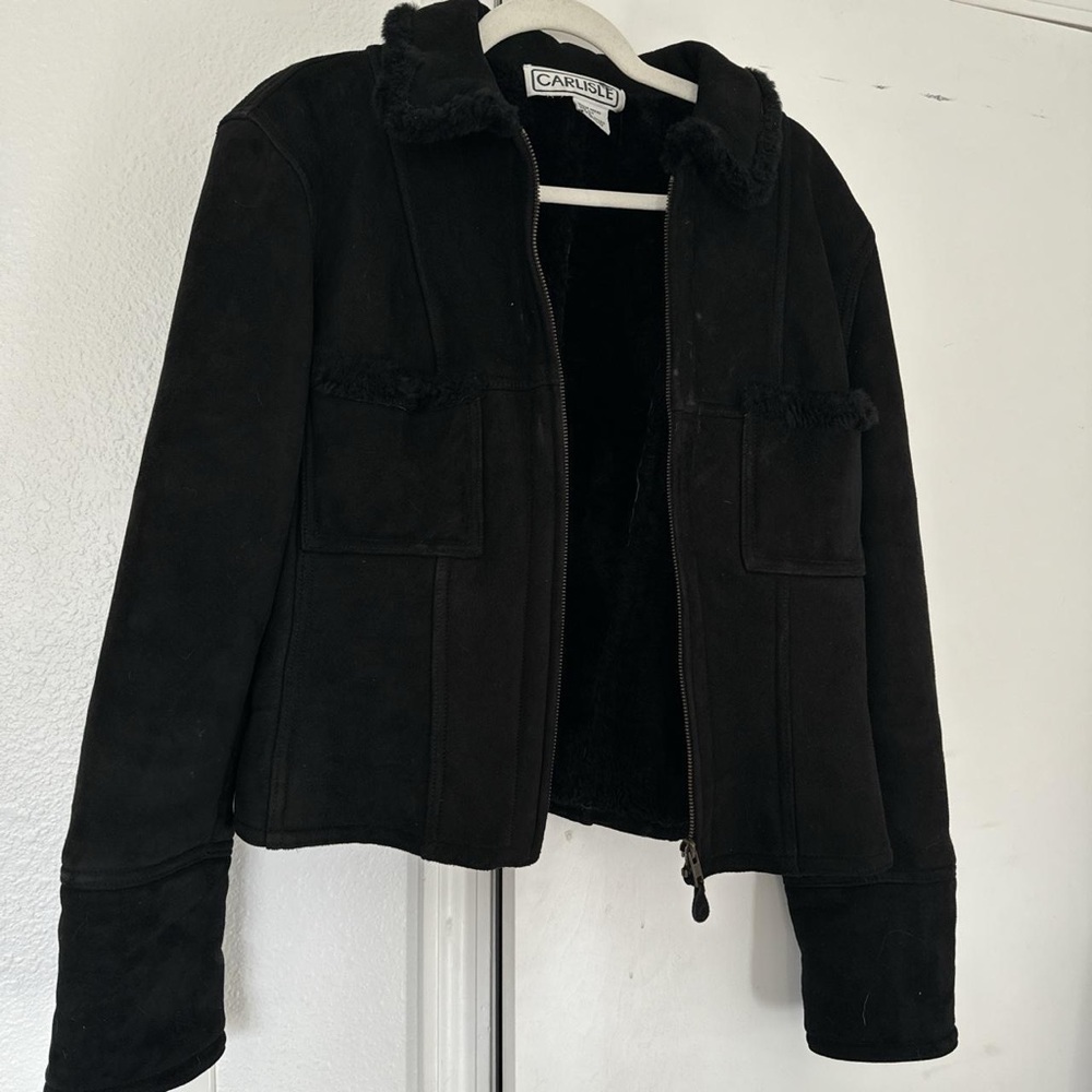 Vintage Carlisle Merino Sheepskin Moto Coat